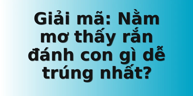 Giải mã: Nằm mơ thấy rắn đánh con gì dễ trúng nhất?